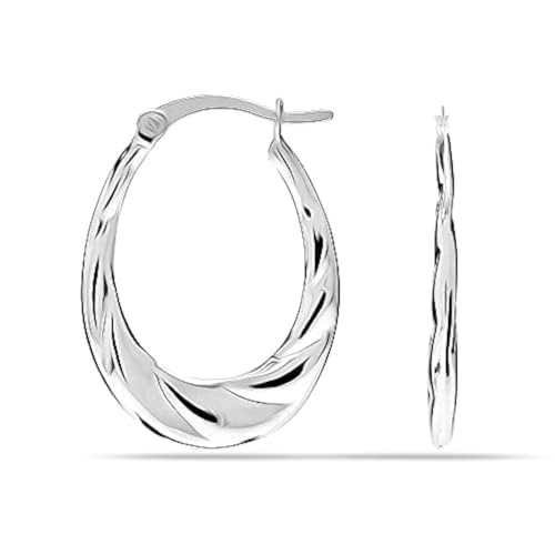 LeCalla Sterling Silber Creolen Klassische kleine ovale Krabbe Creolen Ohrring für Frauen - 25MM