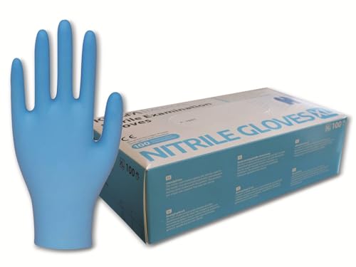 KINGFA Größe S M L Nitrilhandschuhe blau - puderfrei - Box mit 100 Handschuhen 100er Box - Einweghandschuhe - Untersuchungshandschuhe - L KS-ST RT021