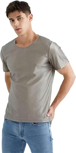 ININOSNP Schutzkleidung aus Silberfaser und elektromagnetischem Feld-Strahlenschutz-T-Shirt. Silberfaser for Herren kann zu jeder Jahreszeit getragen Werden O Neck XX-Large