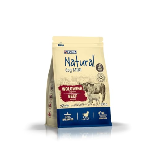 Natural Dog Mini Trockenfutter für ausgewachsene Hunde Kleiner Rassen Alleinfuttermittel Getreidefrei Rind mit Lamm 830g