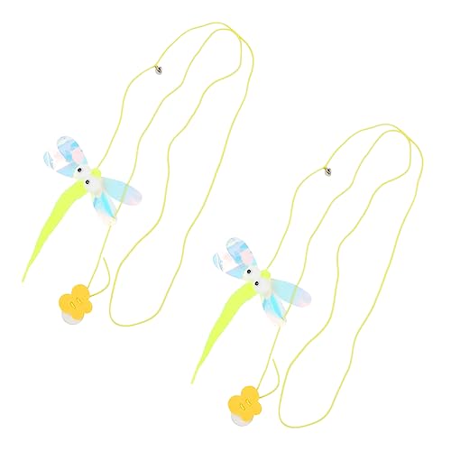 minkissy 4 Pcs cat playing on swing cat boredom relief butterfly kitten toys teething toys for puppies plush cat toy cat playing training chaser cat teaser toys pet hand stick Elastic rope