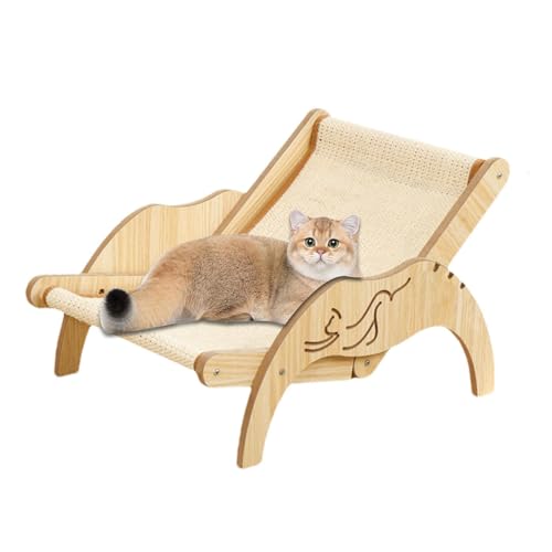 Neamou Cat Sisal Chair Balkon Katzenliege Katzensofa Betten Decken Möbel für Katzen Sisalteppich Katzen Hängematte Katze Strandstuhl Holz Katzen Kratzbrett Schrankbett