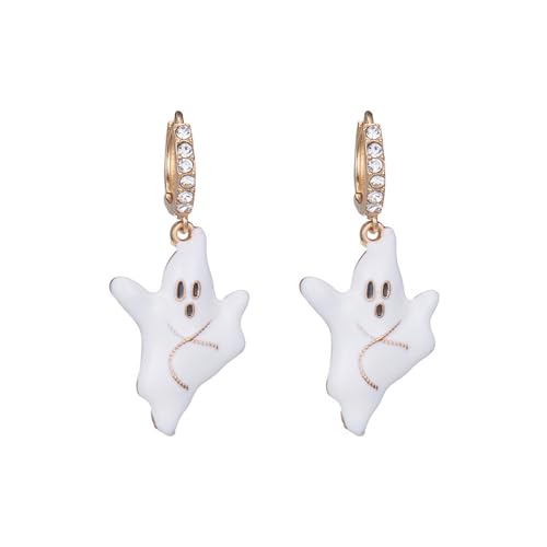 Halloween Ohrringe für Damen Spinnen Geist Kürbis Baumelnde Ohrhänger Strass Weihnachts Feiertags Creolen Tropfen Ohrring für Festival Party Gastgeschenke Ornamente Schmuck Geist