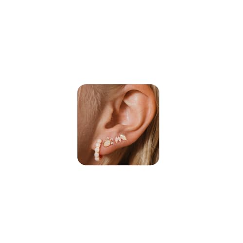 Kenivira 3 Paar Opal Ohrringe für Frauen18K vergoldete Ohrringe Set Creolen und Ohrstecker hypoallergene Huggie Ohrringe Kleine Knorpel Opal Ohrringe für Frauen Mädchen