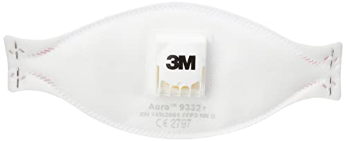 3M 9332 C Aura Partikelmaske für Dämm- und Hartholzarbeiten Schutzstufe FFP3 optimal für Brillenträger 1 Stück