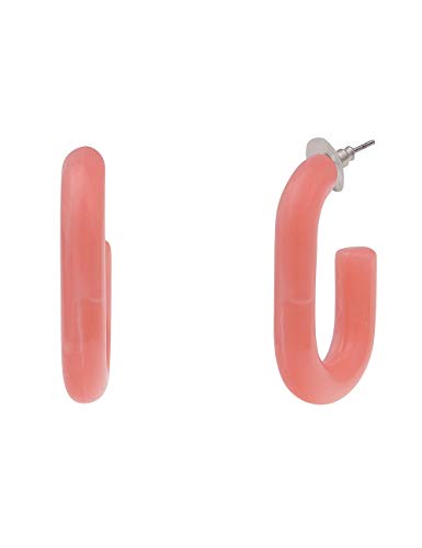 Leslii Damen-Ohrringe leichte Creolen Oval ovale Ohrringe pinke Modeschmuck-Ohrringe Kunststoff-Ohrschmuck in Pink