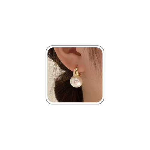 Inilbran Boho Perlen Creolen Gold Barock Perlenohrringe Vintage Perlenohrstecker Minimalistische Perlen Hochzeit Ohrringe Schmuck für Frauen und Mädchen