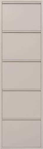 Kare Design Schuhschrank Caruso Creme Metall mit 5 Klappen Schuhablage für 10 Paar Schuhe schmal platzsparend hoch Schuhregal Eingangsbereich 173x50x15 cm H B T