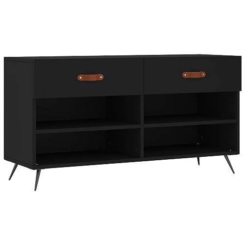 vidaXL 2 Schladen 4 Fächern viel Schrank Modern Schwarz Holzwerkstoff