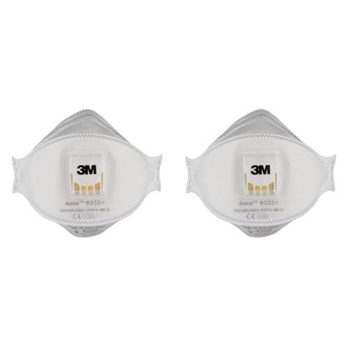 3M Aura Maske für Dämmstoffe und Hartholz 9332 FFP3 mit Ventil 10 pro Packung Packung mit 2