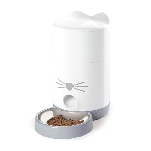 Catit Pixi Smart Futterautomat für Katzen Steuerung via App für 1 2kg geeignet Weiß Grau