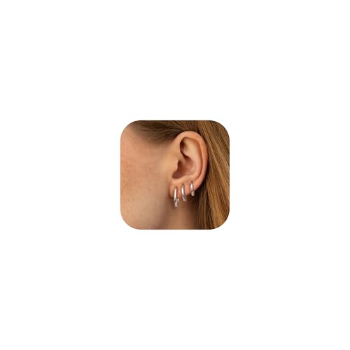 JeweBella 3 Paare Kleine Ohrringe Creolen für Damen Herren Chirurgenstahl Knorpel Huggie Creolen Silber Gold Helix Tragus Mini Creolen Ohrringe 8 10 12 mm