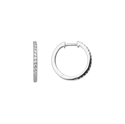 Xenox Damen 925 Sterling Silber Creolen 18 mm mit Zirkonia in silberfarben - CREOLEN - XS8663