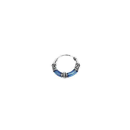 NKlaus PAAR 925 STERLING SILBER Keltische Bali Creolen rad blau 14mm 7082