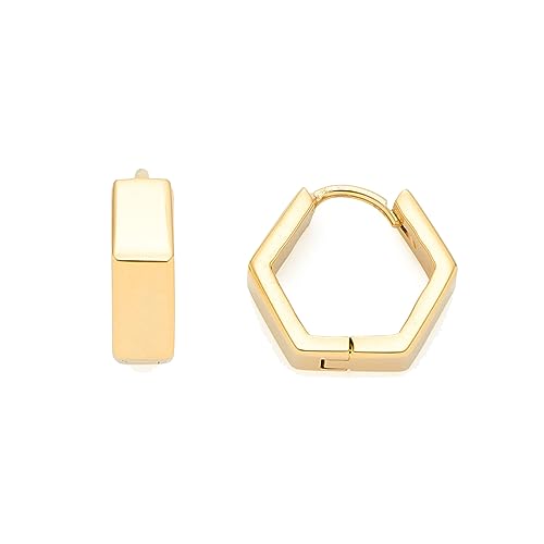 Leonardo Jewels Lira Ohrringe aus Edelstahl 1 Paar kleine goldfarbene Creolen in Hexagon-Form geometrische Klapp-Creolen Modeschmuck für Damen 022177