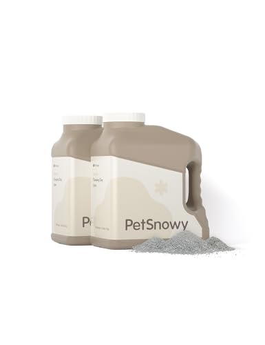 PetSnowy Feine Katzenstreu Klumpstreu ohne Staub Ausgewählter körniger Mineralsand Plus Backpulver und Aktivkohle Desodorierend und Staubfrei Katzenstreu mit Eimer und Deckel