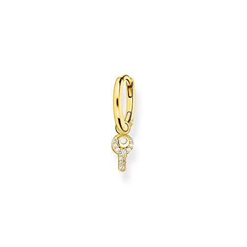  Einzel Creole Gold Schlüssel Zirkonia 925 Sterlingsilber CR701 414 14