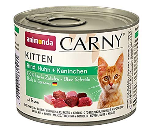 animonda Carny Kitten Katzenfutter Nassfutter Katzen bis 1 Jahr Rind Huhn Kaninchen 6 x 200 g