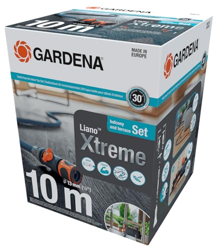 Gardena Liano Xtreme 1 2 Zoll 10m Set Indoor-Adapter Extrem robuster Gartenschlauch aus Textilgewebe für Wasserhähne mit PVC-Innenschlauch leichtgewichtig wetterbeständig 18490-20