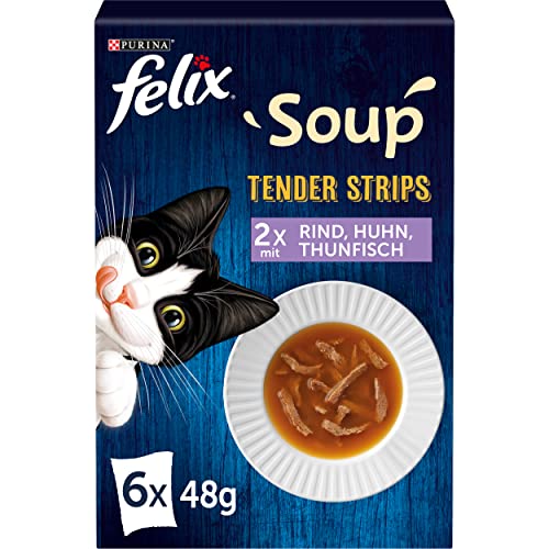 FELIX Soup Tender Strips Suppe für Katzen Gemischte Vielfalt 8er Pack 8 x 6 48g