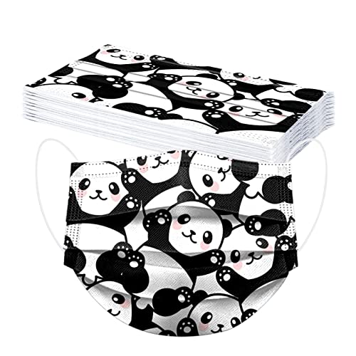 SDFRK 10 Stück Kinder Mundschutz Masken Mundschutz4 Lagige Schutz Maske mit Motiv Panda Druck 4 Lagige Bandana Mund Nasenschutz Staubdicht Mund-Nasen Bedeckung Atmungsaktiv für Mädchen Jungen