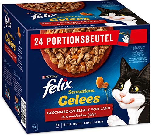 FELIX Sensations Gelees Katzenfutter nass in Gelee Sorten Mix 4er Pack 4x 24 85g