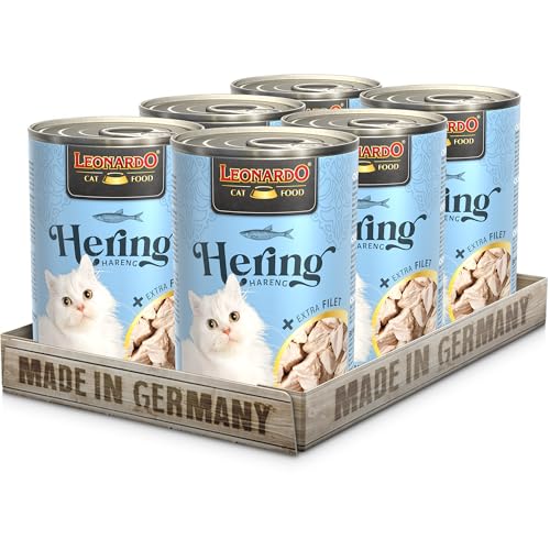 LEONARDO Hering extra Filet 6 x 400g Hering extra Truthahnfilet Nassfutter mit extra Filet Getreidefrei mit extra hohem Fleischanteil