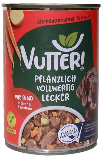 Vutter Wie Rind - 400 g - pflanzliches Alleinfutter für Hunde - Nassfutter