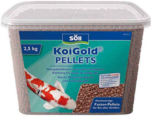 Söll 81451 KoiGold Pellets 2 5 kg - Ganzjahresfutter für Junge und Adulte Koi mit unterschiedlicher Körnung