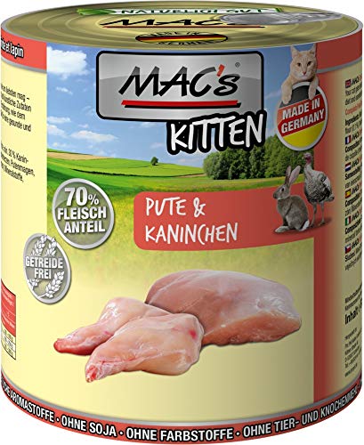 MACs Cat Kitten Pute Kaninchen Getreidfrei 800g Größe 6 x 800g