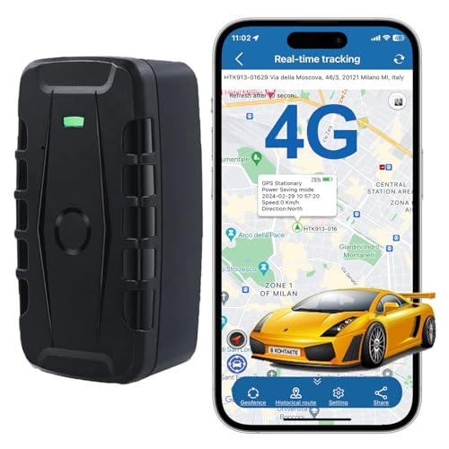 TKMARS 4G GPS-Tracker Auto GPS Tracker 240 Tage Standby-Zeit 60 Historien Abrufbar Stark Magnetisch Wasserdicht 20000mah