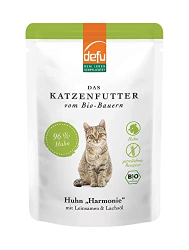 defu Katzenfutter 1 x 85 g Bio Huhn Harmonie Nassfutter Premium Bio Katzenfutter Pate für Katzen