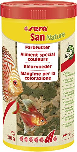 sera San Nature 1000 ml - Farbfutter aus Flocken mit 10% Krill für die natürliche Farbentwicklung Flockenfutter fürs Aquarium Fischfutter mit hoher Futterverwertbarkeit und somit weniger Algen