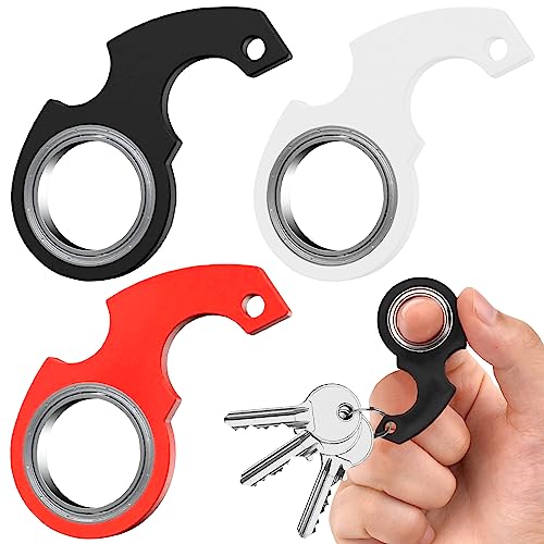 3 Stück Schlüsselanhänger Spinner Fidget Ring Spielzeug Schlüsselanhänger Spinner Schlüssel Spinner Spinning Schlüsselanhänger Fidget Ring Spielzeug Key Flipping Toy für Kinder und Erwachsene