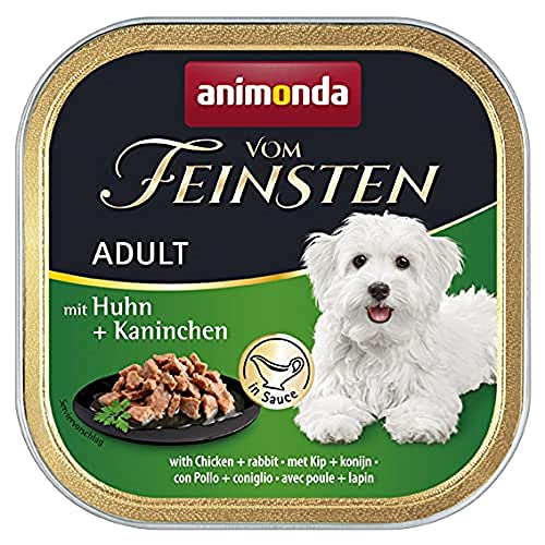 animonda Vom Feinsten Adult Hundefutter Nassfutter für erwachsene Hunde mit Huhn Kaninchen Sauce 22x 150 g