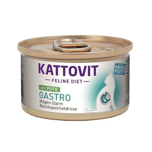 Kattovit Feline Diet Gastro Pute Ente 8X 85g - einzeln oder im Bundle Magen-Darm Bauchspeicheldrüse i-Rezeptur für Katzen mit Gastro-intestinalen Problemen 8 Pute