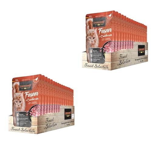 Leonardo Finest Selection Fasan Cranberry Doppelpack 2 x 16 x 85 g Alleinfuttermittel für ausgewachsene Katzen In praktischen Einzelportionen Mit raffinierten Zutaten