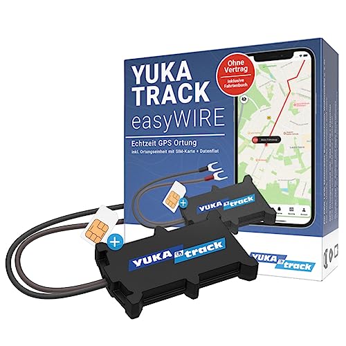 YUKAtrack easyWire GPS Ortung Tracker für Auto Motorrad LKW Wohnwagen SIM Karte und Datenflat inkl. Europaweite LIVE Ortung Fahrtenbuch Komplettset Kein ABO ohne Vertrag Sofort einsatzbereit