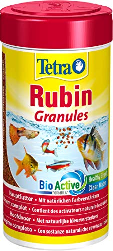 Tetra Rubin Granules   in Granulatform mit natürlichen Farbverstärkern ideal alle Fische in der mittleren Wasserschicht des Aquariums 250 ml Dose