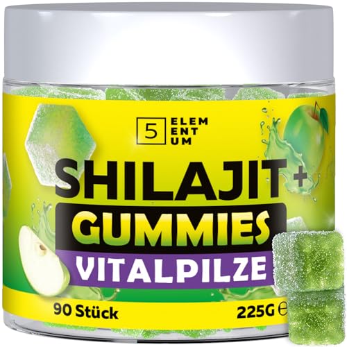 Natural Shilajit Gummies - 2200mg - Himalaya Shilajit Gummies mit Löwenmähne Reishi Chaga Cordyceps - Shilajit aus dem Himalaja für Energie Vitalität Mit dem Aroma von Äpfeln - 90 Stück