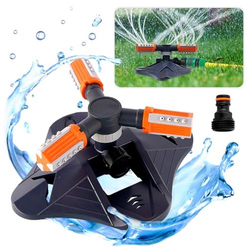 Garten Sprinkler 360 Grad Rotierende Gartensprenger Rasensprenger Sprenger Sprinkler Gartensprenger mit 3 Arme Gardena Bewässerungssystem Regner für Rasen Pflanzen Blumen Gemüse