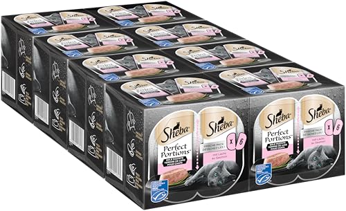 Sheba Perfect Portions Pastete für Katzen mit Lachs MSC-zertifiziert 8 x 3 x 2 x 37.5g