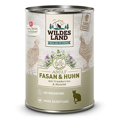 Wildes Land Nassfutter für Katzen Huhn und Fasan 6 x 400 g