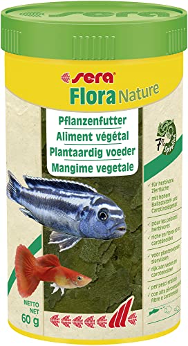 sera Flora Nature 250 ml Pflanzenfutter aus Flocken mit ballaststoff- carotinoidreichen Inhaltsstoffen Flockenfutter fürs Aquarium Fischfutter mit hoher Futterverwertbarkeit somit weniger Algen