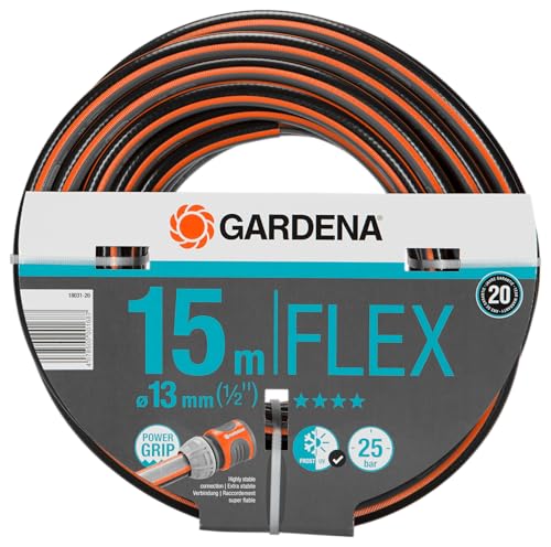 Gardena Comfort FLEX Schlauch 13 mm 1 2 Zoll 15 m Formstabiler flexibler Gartenschlauch mit Power-Grip-Profil aus hochwertigem Spiralgewebe 25 bar Berstdruck ohne Systemteile 18031-20