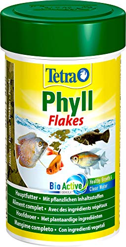 TetraPhyll Flakes - Fischfutter für alle pflanzenfressenden Zierfische Flockenfutter mit lebenswichtigen Ballaststoffen 100 ml Dose