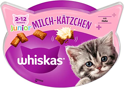 Whiskas Milch Kätzchen Katzensnacks 2 12 Monate junge 8x55g Packungen   Leckerlis ein gesundes Wachstum   unterschiedliche Produktverpackungen erhältlich
