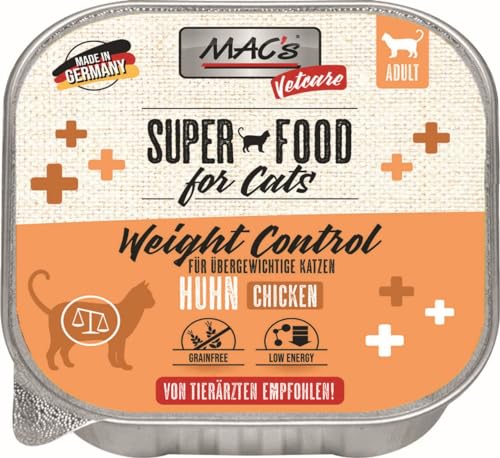 Mac s Cat Vetcare Premium Nassfutter für Katzen spezielle Diäten 16 x 100 g Huhn Gewichtskontrolle