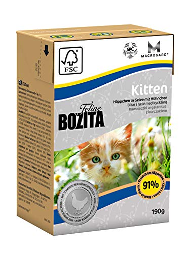 BOZITA Häppchen in Gelee Nassfutter Kitten   16x 190g   nachhaltig produziertes Katzenfutter speziell Kitten und erwachsene   Alleinfuttermittel