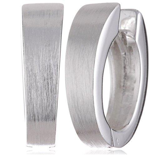 Vinani Damen Ohrringe 925 Silber - Klapp-Creolen oval mattiert glänzend - 925 Sterling Silber für Frauen - COM